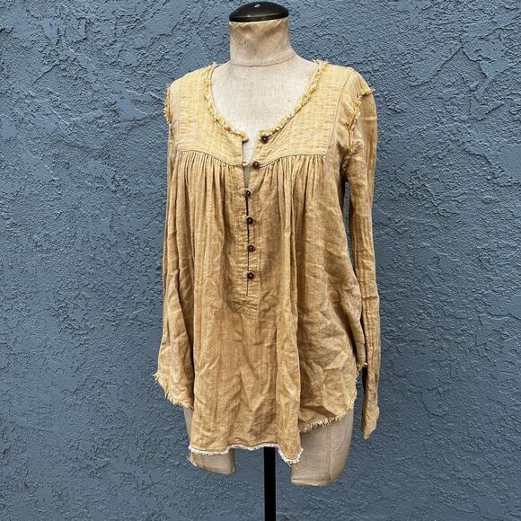Free People Sand Dune Henley Women's Oversized Cotton top - Picture 6 of 7